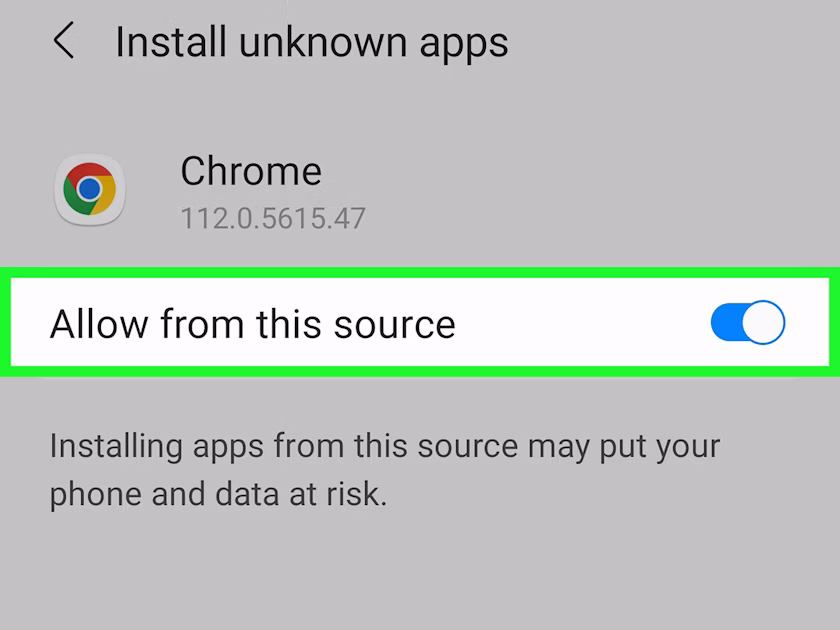 Downloader file list with the downloaded APK ready to open